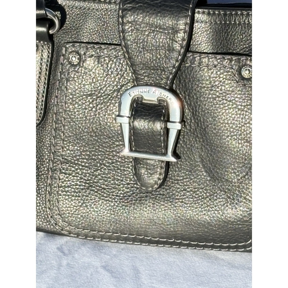 Vintage Etienne Aigner Classic Black Shoulder Purse With Silver Signature Buckle - Picture 2 of 10